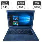Ноутбук Б-клас Lenovo ThinkPad L440 / 14" (1366x768) TN / Intel Core i3-4000M (2 (4) ядра по 2.4 GHz) / 8 GB DDR3 / 128 GB SSD / Intel HD Graphics 4600 / WebCam б/в