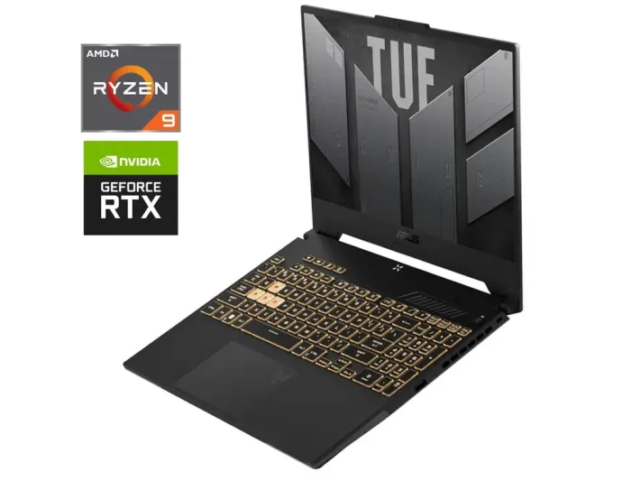 Ігровий ноутбук Asus TUF Gaming A15 FA507XV / 15.6" (1920x1080) IPS / AMD Ryzen 9 7940HS (8 (16) ядер по 4.0 - 5.2 GHz) / 16 GB DDR5 / 1000 GB SSD / nVidia GeForce RTX 4060, 8 GB GDDR6, 128-bit / WebCam б/в - зображення 1