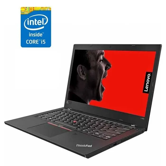 Ультрабук Lenovo ThinkPad L480 / 14" (1920x1080) IPS / Intel Core i5-8350U (4 (8) ядра по 1.7 - 3.6 GHz) / 16 GB DDR4 / 120 GB SSD / Intel UHD Graphics 620 / WebCam б/в - зображення 1