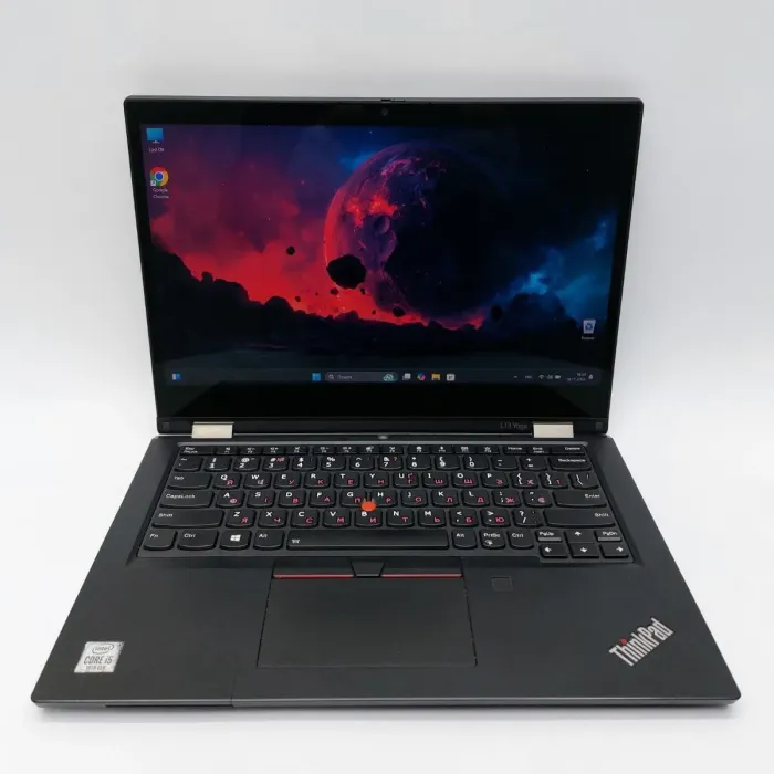 Ноутбук-трансформер Б-клас Lenovo ThinkPad L13 Yoga / 13.3" (1920x1080) IPS Touch / Intel Core i5-10210U (4 (8) ядра по 1.6 - 4.2 GHz) / 8 GB DDR4 / 512 GB SSD / Intel UHD Graphics for 10th Generation / WebCam / Win 11 Pro б/в - зображення 2