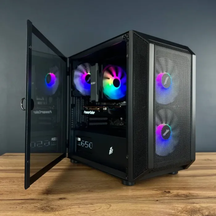 Збірка під замовлення: 1stPlayer D3-3F2-Plus Black Tower / AMD Ryzen 5 5500 (6 (12) ядер по 3.6 - 4.2 GHz) / 16 GB DDR4 / 512 GB SSD M.2 / AMD Radeon RX 5700 XT, 8 GB GDDR6, 256-bit / 650W б/в - зображення 2