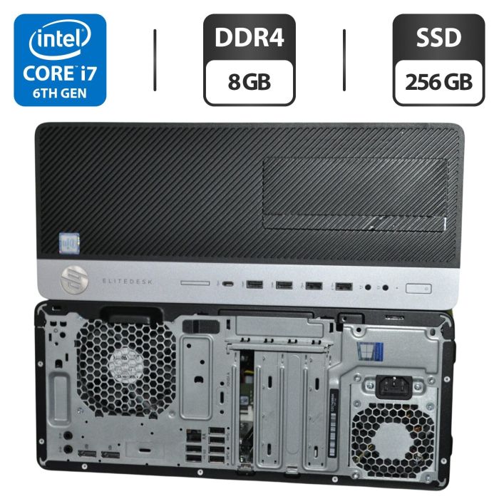 Комп'ютер HP EliteDesk 800 G3 Tower / Intel Core i7-6700 (4 (8) ядра по 3,4 - 4,0 ГГц) / 8 ГБ DDR4 / 256 ГБ SSD / Intel HD Graphics 530 / DVD-ROM / Windows 11 Pro б/в - изображение 1