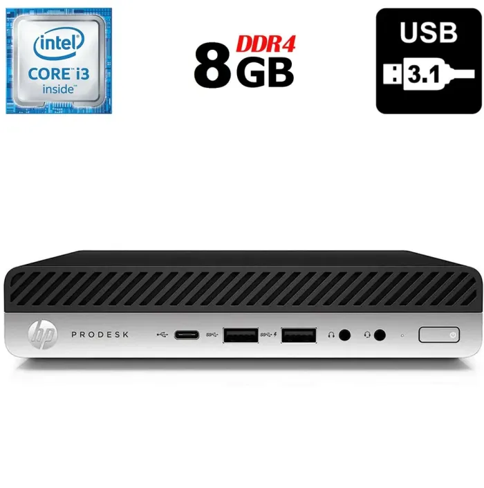 Неттоп HP ProDesk 600 G3 Mini USFF / Intel Core i3-6100T (2 (4) ядра по 3.2 GHz) / 8 GB DDR4 / no HDD / Intel HD Graphics 530 / DisplayPort б/в - зображення 1