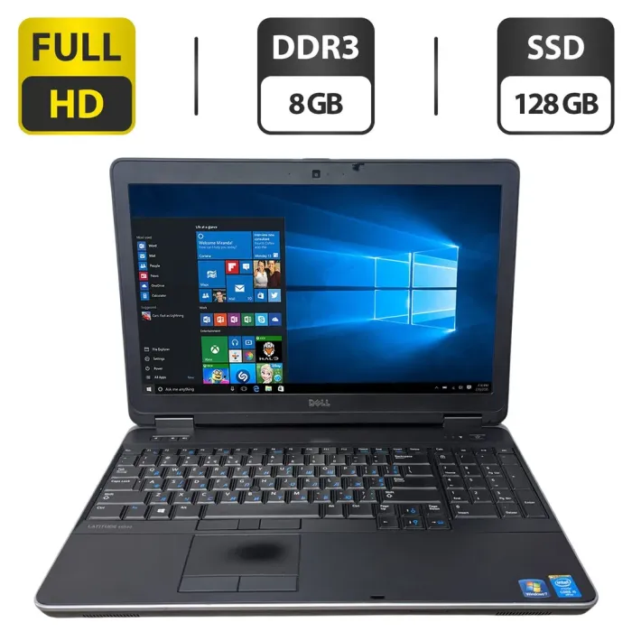Ноутбук Dell Latitude E6540 / 15.6" (1920x1080) TN / Intel Core i5-4300M (2 (4) ядра по 2.6 - 3.3 GHz) / 8 GB DDR3 / 128 GB SSD / Intel HD Graphics 4600 / WebCam / DVD-ROM б/в - зображення 1