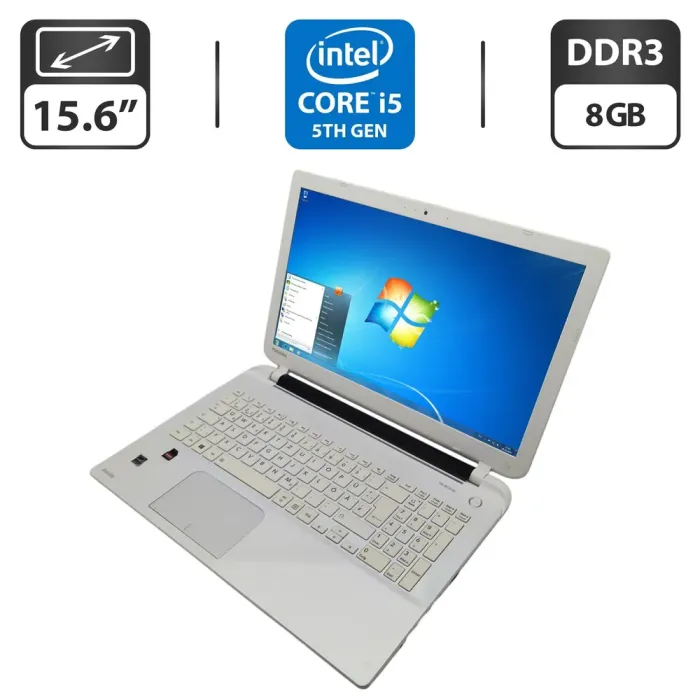 Ноутбук Toshiba Satellite L50 / 15.6" (1366x768) TN / Intel Core i5-5200U (2 (4) ядра по 2.2 - 2.7 GHz) / 8 GB DDR3 / 500 GB HDD / Intel HD Graphics 5500 / WebCam б/в - зображення 1