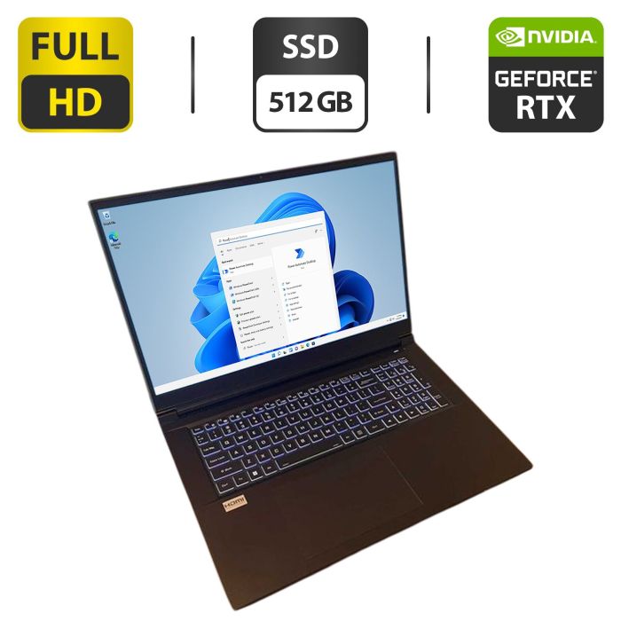 Ігровий ноутбук Clevo PC70DF1 / 17,3" (1920x1080) IPS / Intel Core i7-10870H (8 (16) ядер по 2,2 - 5,0 ГГц) / 32 ГБ DDR4 / 512 ГБ SSD / nVidia GeForce RTX 2070, 8 ГБ GDDR6, 256-біт / Веб-камера б/в - зображення 1