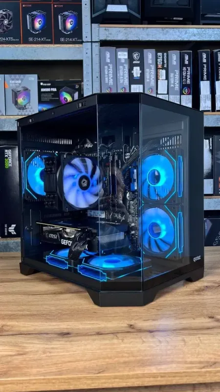 Збірка під замовлення: комп'ютер Qube Crystal ARGB Black Tower / AMD Ryzen 5 5600 (6 (12) ядер по 3.5 - 4.4 GHz) / 32 GB DDR4 / 1000 GB SSD M.2 / nVidia GeForce RTX 3070, 8 GB GDDR6, 256-bit / 650W б/в - зображення 2