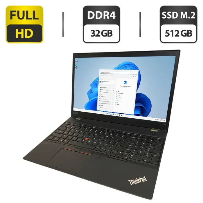 Ультрабук Lenovo ThinkPad T15 Gen 1 / 15.6" (1920x1080) IPS / Intel Core i7-10510U (4 (8) ядра по 1.8 - 4.9 GHz) / 32 GB DDR4 / 512 GB SSD M.2 / Intel UHD Graphics / WebCam б/в - зображення 1