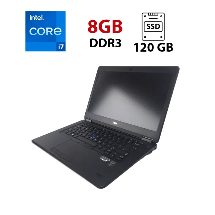 Ультрабук Dell Latitude E7450 / 14" (1366x768) TN / Intel Core i7-5600U (2 (4) ядра по 2.6 - 3.2 GHz) / 8 GB DDR3 / 120 GB SSD / Intel HD Graphics 5500 / WebCam б/в - зображення 1