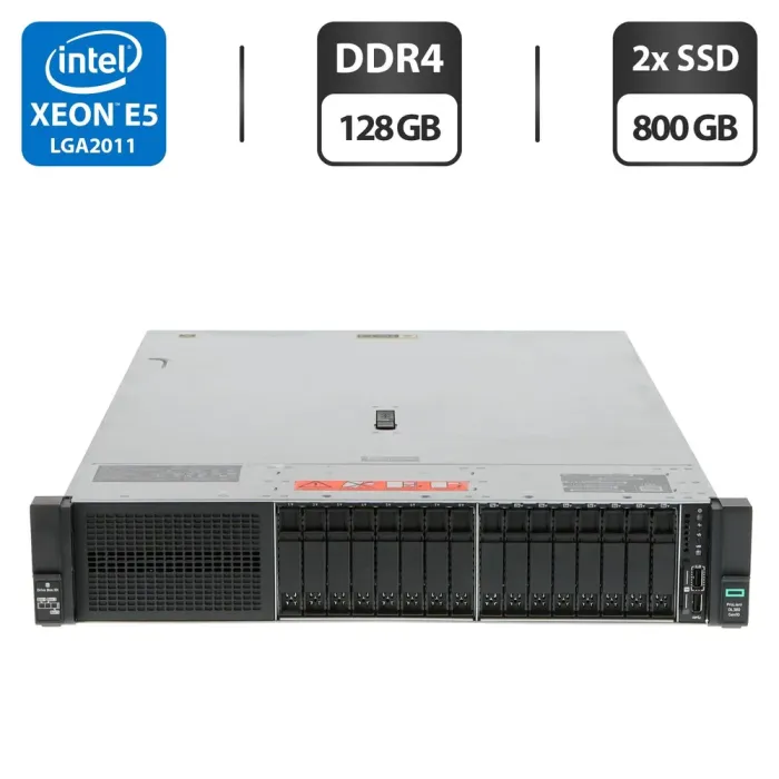 Сервер HP ProLiant DL380 Gen9 (18x 2.5 SFF) 2U Rack / 2x Intel Xeon E5-2667 v3 (8 (16) ядра по 3.2 - 3.6 GHz) / 128 GB DDR4 / 2x 800 GB SSD (SAS) / RAID HP Smart Array P440ar / 2x 500W б/в - зображення 1