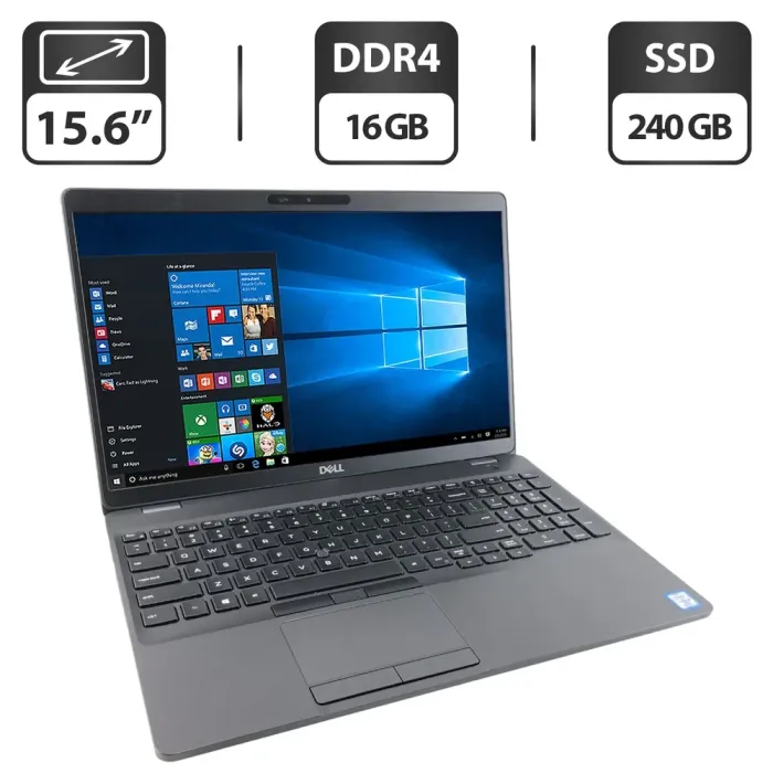 Ноутбук Dell Latitude 5500 / 15.6" (1366x768) TN / Intel Core i5-8265U (4 (8) ядра по 1.6 - 3.9 GHz) / 16 GB DDR4 / 240 GB SSD M.2 / Intel UHD Graphics / WebCam б/в - зображення 1