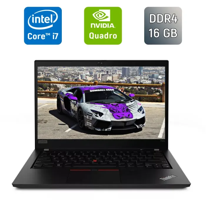 Мобільна робоча станція Lenovo ThinkPad P43s / 14" (1920x1080) IPS / Intel Core i7-8665U (4 (8) ядра по 1,9 - 4,8 ГГц) / 16 ГБ DDR4 / 480 ГБ SSD / nVidia Quadro P520, 2 ГБ GDDR5, 64-bit / WebCam / Windows 10 б/в - зображення 1