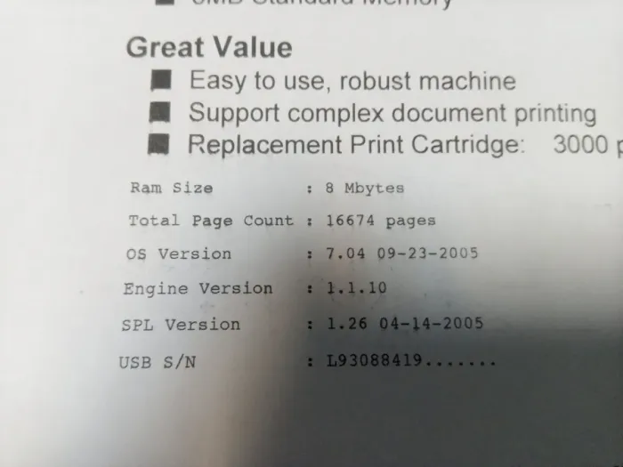 Принтер Xerox Phaser 3117 / Лазерний монохромний друк / 600 x 600 dpi / A4 / 16 стор/хв / USB 2.0 б/в - зображення 4