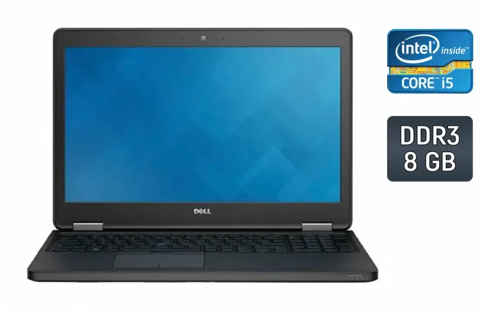 Ноутбук Dell Latitude E5550 / 15.6" (1366x768) TN / Intel Core i5-5200U (2 (4) ядра по 2.2 - 2.7 GHz) / 8 GB DDR3 / 240 GB SSD / Intel HD Graphics 5500 / WebCam / Windows 10 б/в - зображення 1