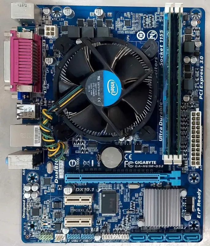 Комплект: Материнська плата Gigabyte GA-H61M-DS2 / Intel Core i5-3470 (4 ядра по 3,2 - 3,6 ГГц) / 8 ГБ DDR3 / Intel HD Graphics 2500 / Роз'єм LGA1155 / Кулер б/в - изображение 3