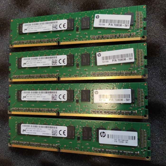 Комплект: Серверная оперативная память Micron / 16 GB (4x4 GB) / 1Rx8 PC3L-14900E / DDR3 ECC / 1866 MHz б/в - зображення 4