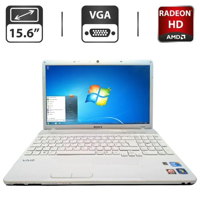 Ноутбук Sony VPC-EB / 15.6" (1366x768) TN / Intel Core i3-370M (2 (4) ядра по 2.4 GHz) / 6 GB DDR3 / 500 GB HDD / AMD Radeon HD 5650, 1 GB GDDR3, 128-bit / WebCam / DVD-ROM б/в - зображення 1