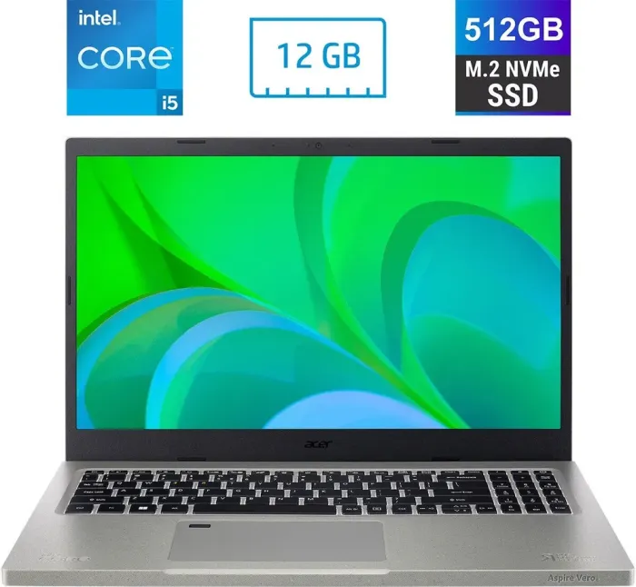 Ноутбук Acer Aspire Vero AV15-52-50DW / 15.6" (1920x1080) IPS / Intel Core i5-1235U (10 (12) ядер по 1.3 - 4.4 GHz) / 12 GB DDR4 / 512 GB SSD M.2 / Intel Iris Xe Graphics / WebCam / HDMI / Fingerprint б/в - зображення 1