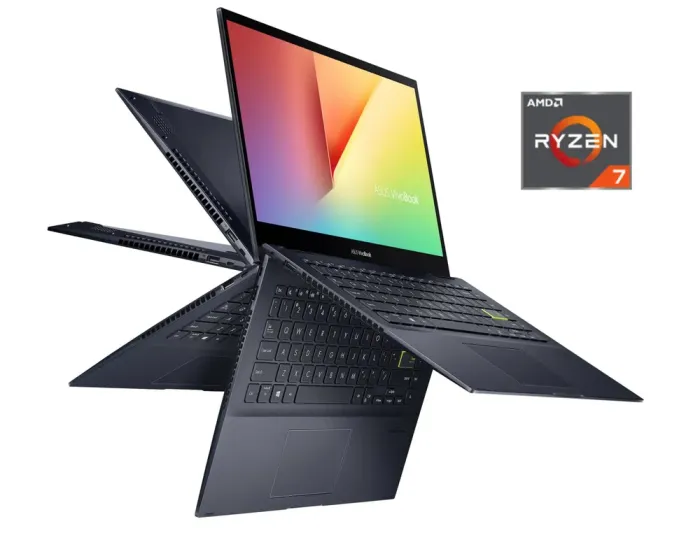 Ультрабук-трансформер Б-клас Asus VivoBook Flip 14 TM420UA / 14" (1920x1080) IPS Touch / AMD Ryzen 7 5700U (8 (16) ядер по 1.8 - 4.3 GHz) / 8 GB DDR4 / 256 GB SSD NVMe / AMD Radeon Vega Graphics / WebCam б/в - зображення 1