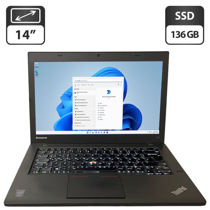 Ноутбук Lenovo ThinkPad T440 / 14" (1600x900) TN / Intel Core i5-4200U (2 (4) ядра по 1.6 - 2.6 GHz) / 8 GB DDR3 / 136 GB SSD / Intel HD Graphics 4400 / Fingerprint / WebCam б/в - зображення 1