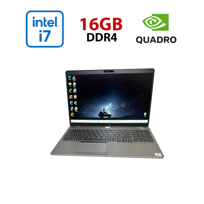Мобільна робоча станція Dell Precision 3550 / 15,6" (1366x768) TN / Intel Core i7-10610U (4 (8) ядра по 1,8 - 4,9 ГГц) / 16 ГБ DDR4 / 256 ГБ SSD / nVidia Quadro P520, 2 ГБ GDDR5, 64-біт / WebCam б/в - зображення 1