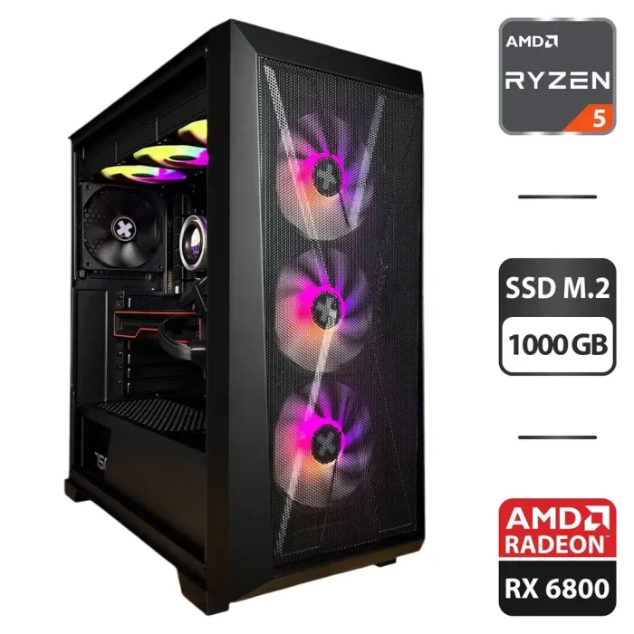 Збірка під замовлення: комп'ютер Xilence Xilent X X912 ARGB Tower / AMD Ryzen 5 7600X (6 (12) ядер по 4.7 - 5.3 GHz) / 32 GB DDR5 / 1000 GB SSD M.2 / AMD Radeon RX 6800, 16 GB GDDR6, 256-bit / 750W б/в - зображення 1