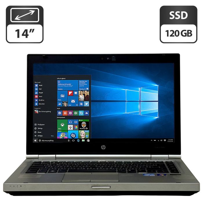 Ноутбук Б-клас HP EliteBook 8460p / 14" (1366x768) TN / Intel Core i5-2520M (2 (4) ядра по 2.5 - 3.2 GHz) / 8 GB DDR3 / 120 GB SSD / Intel HD Graphics 3000 / WebCam / DVD-ROM / Windows 10 Pro б/в - изображение 1