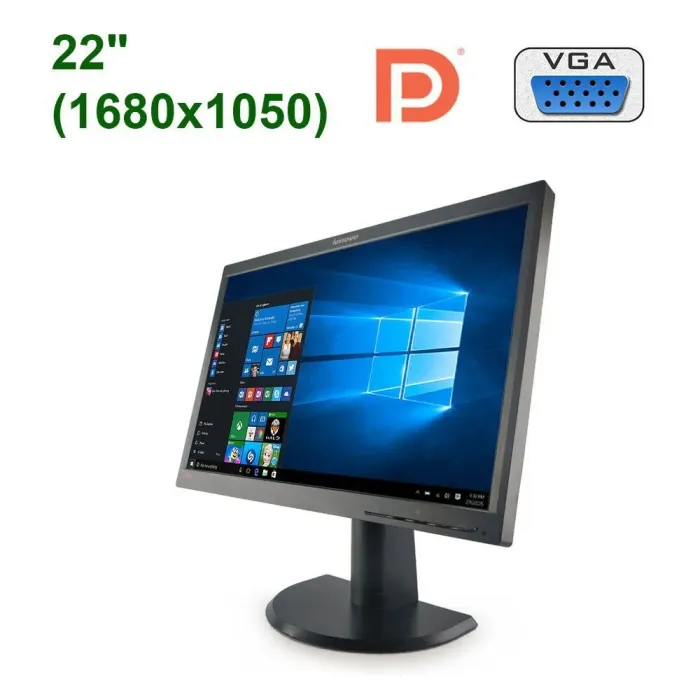 Монітор Lenovo ThinkVision L2251p/22" (1680x1050) TN/VGA, DP, Audio + Кабель живлення б/в - зображення 1