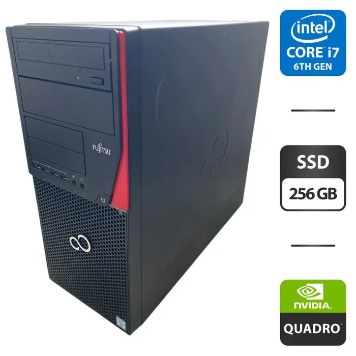 Комп'ютер Fujitsu Esprimo P756 E90 Tower / Intel Core i7-6700 (4 (8) ядра по 3,4 - 4,0 ГГц) / 16 ГБ DDR4 / 256 ГБ SSD / nVidia Quadro K1200, 4 ГБ GDDR5, 128-біт / DVD-ROM б/в - зображення 1