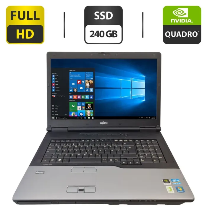 Мобільна робоча станція Fujitsu Celsius H920 / 17.3" (1920x1080) TN / Intel Core i7-3820QM (4 (8) ядра по 2.7 - 3.7 GHz) / 32 GB DDR3 / 240 GB SSD / nVidia Quadro K3000M, 2 GB GDDR5, 256-bit / WebCam б/в - зображення 1