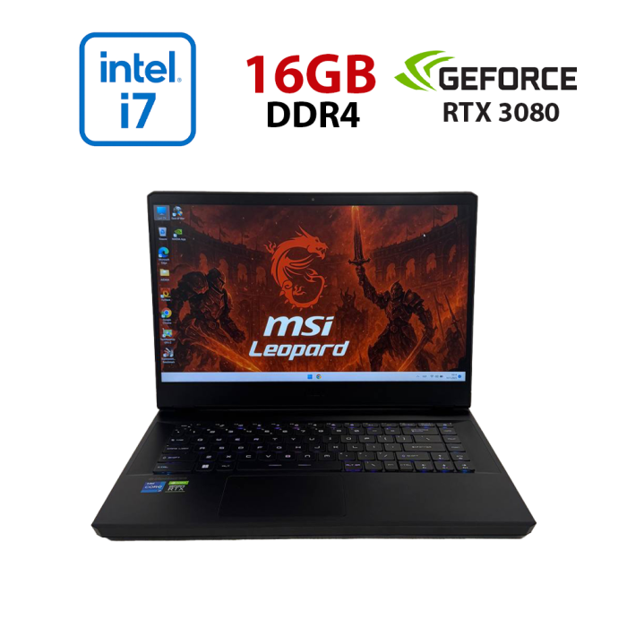 Ігровий ноутбук MSI GP66 Leopard 11UH / 15,6" (1920x1080) IPS / Intel Core i7-11800H (8 (16) ядер по 1,9 - 4,6 ГГц) / 16 ГБ DDR4 / 512 ГБ SSD / nVidia GeForce RTX 3080, 8 ГБ GDDR6, 256-біт / Веб-камера б/в - зображення 1
