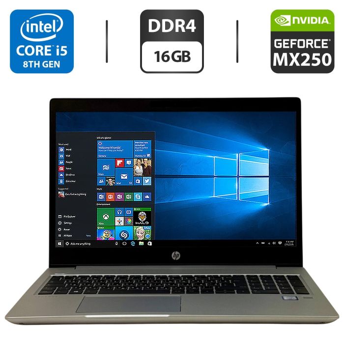 Ноутбук HP ProBook 450 G6 / 15.6" (1920x1080) IPS / Intel Core i5-8265U (4 (8) ядра по 1.6 - 3.9 GHz) / 16 GB DDR4 / 128 GB SSD + 500 GB HDD / nVidia GeForce MX250, 2 GB GDDR5, 64-bit / WebCam / Windows 10 Pro б/в - изображение 1
