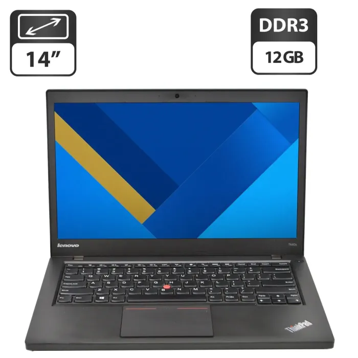 Ноутбук Lenovo ThinkPad T440s / 14" (1600x900) TN / Intel Core i7-4600U (2 (4) ядра по 2.1 - 3.3 GHz) / 12 GB DDR3 / 480 GB SSD / Intel HD Graphics 4400 / WebCam / VGA б/в - зображення 1