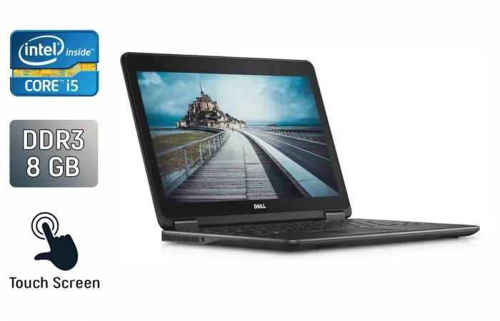 Нетбук Dell Latitude E7240 / 12.5" (1920x1080) IPS Touch / Intel Core i5-4200U (2 (4) ядра по 1.6 - 2.6 GHz) / 8 GB DDR3 / 256 GB SSD / Intel HD Graphics 4400 / WebCam / Windows 10 б/в - зображення 1