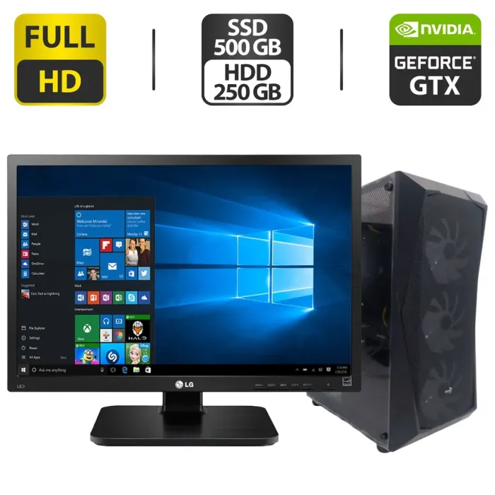 Комплект ПК: AeroCool Falcon-A-BK-V1 Tower / Intel Core i7-4790 (4 (8) ядра по 3.6 - 4.0 GHz) / 16 GB DDR3 / 500 GB SSD + 250 GB HDD / nVidia GeForce GTX 780, 3 GB GDDR5, 384-bit / 500W + Монітор LG 24MB37PM-B / 24" (1920x1080) IPS б/в - зображення 1