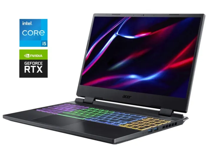 Ігровий ноутбук Acer Nitro 5 AN515-58 / 15.6" (1920x1080) IPS / Intel Core i5-12450H (8 (12) ядер по 3.3 - 4.4 GHz) / 16 GB DDR4 / 512 GB SSD M.2 / nVidia GeForce RTX 3050, 4 GB GDDR6, 128-bit / WebCam / Win 11 Pro б/в - зображення 1