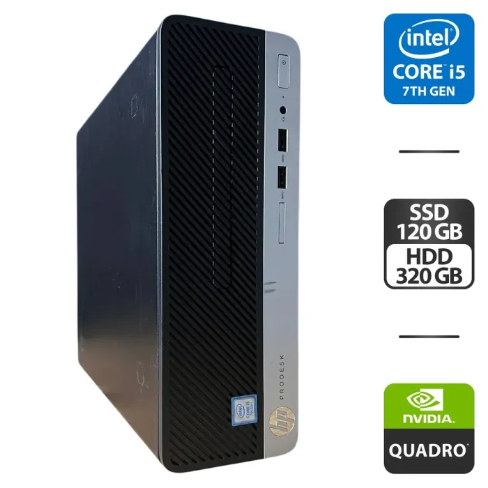 Комп'ютер HP ProDesk 400 G4 SFF / Intel Core i5-7500 (4 ядра по 3.4 - 3.8 GHz) / 16 GB DDR4 / 120 GB SSD + 320 GB HDD / nVidia Quadro K1200, 4 GB GDDR5, 128-bit б/в - зображення 1