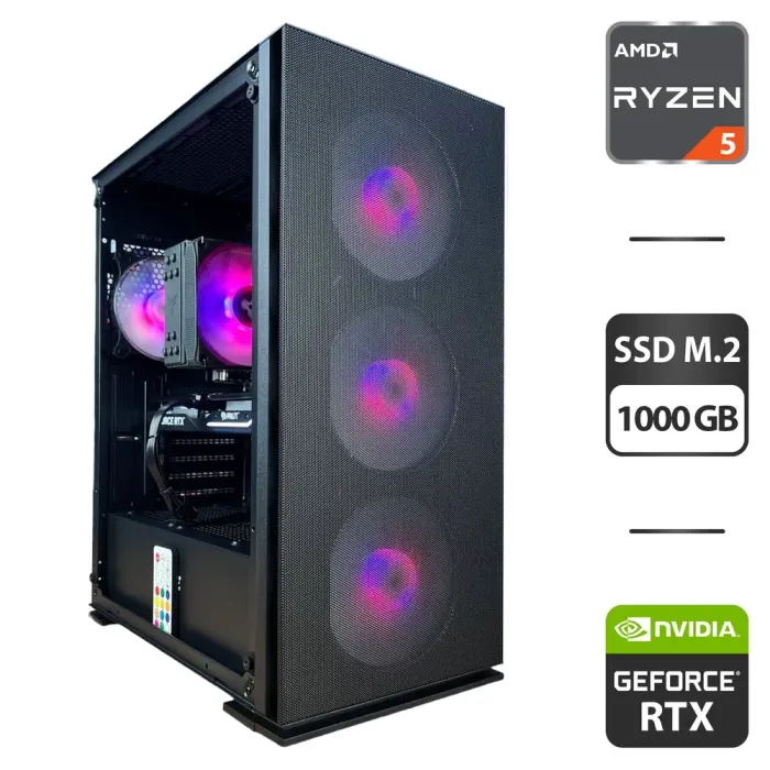 Збірка під замовлення: 2E Gaming Virtus Neo G3301N Black Tower / AMD Ryzen 5 5600 (6 (12) ядер по 3.5 - 4.4 GHz) / 32 GB DDR4 / 1000 GB SSD M.2 / nVidia GeForce RTX 4060, 8 GB GDDR6, 128-bit / 650W - зображення 1