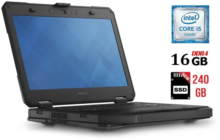 Захищений ноутбук Dell Latitude 5414 Rugged / 14" (1920x1080) IPS / Intel Core i5-6300U (2 (4) ядра по 2.4 - 3.0 GHz) / 16 GB DDR4 / 240 GB SSD NEW / Intel HD Graphics 520 / WebCam / HDMI / 4G LTE б/в - зображення 1