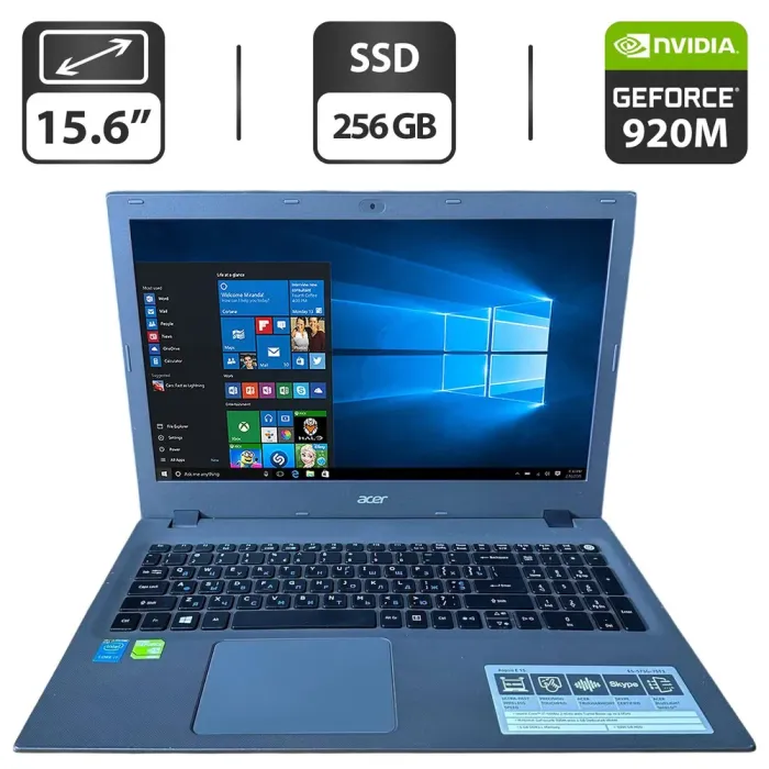 Ноутбук Б-клас Acer Aspire E5-573 / 15.6" (1366x768) TN / Intel Core i7-5500U (2 (4) ядра по 2.4 - 3.0 GHz) / 8 GB DDR3 / 256 GB SSD / nVidia GeForce 920M, 4 GB GDDR3, 64-bit / WebCam б/в - зображення 1