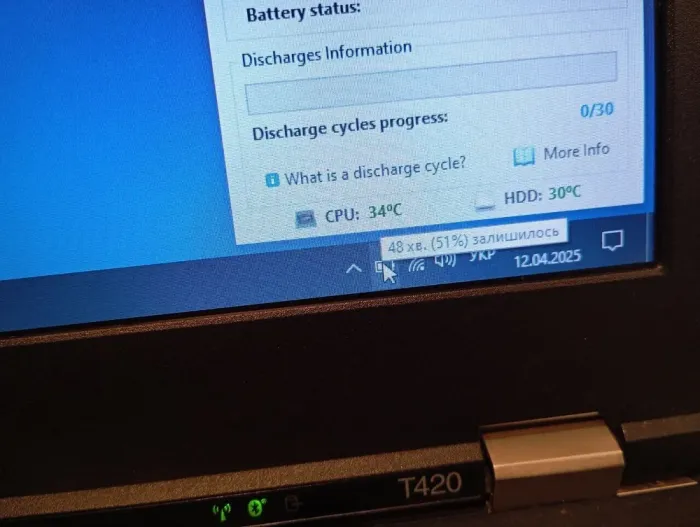 Ноутбук Б-клас Lenovo ThinkPad T420 / 14" (1366x768) TN / Intel Core i5-2520M (2 (4) ядра по 2.5 - 3.2 GHz) / 8 GB DDR3 / 120 GB SSD / Intel HD Graphics 3000 / DVD-ROM / WebCam б/в - зображення 8
