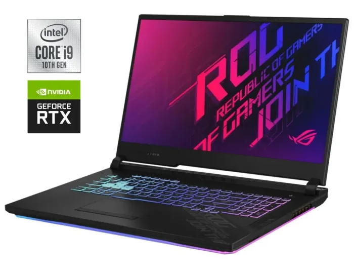 Ігровий ноутбук Б-клас Asus ROG Strix G17 G712LW / 17.3" (1920x1080) IPS / Intel Core i9-10885H (8 (16) ядер по 2.4 - 5.3 GHz) / 16 GB DDR4 / 512 GB SSD / nVidia GeForce RTX 2070, 8 GB GDDR6, 256-bit б/в - зображення 1