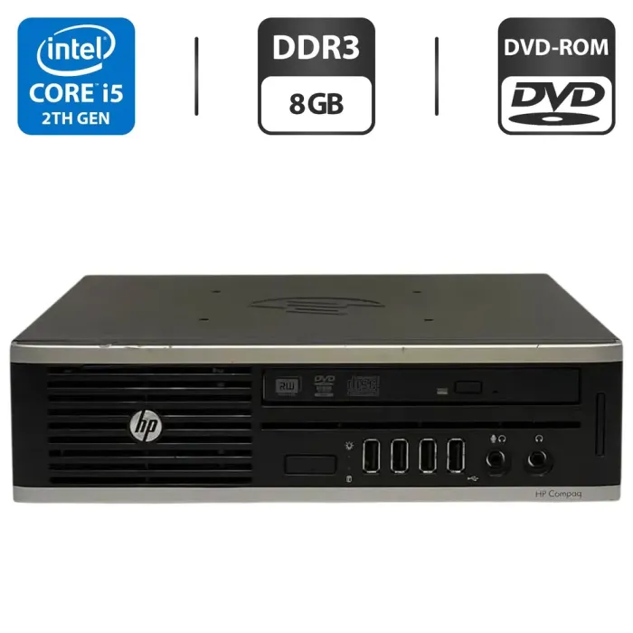 Неттоп HP Compaq 8200 Elite USFF / Intel Core i5-2400S (4 ядра по 2.5 - 3.3 GHz) / 8 GB DDR3 / 320 GB HDD / Intel HD Graphics 2000 / DVD-ROM б/в - зображення 1