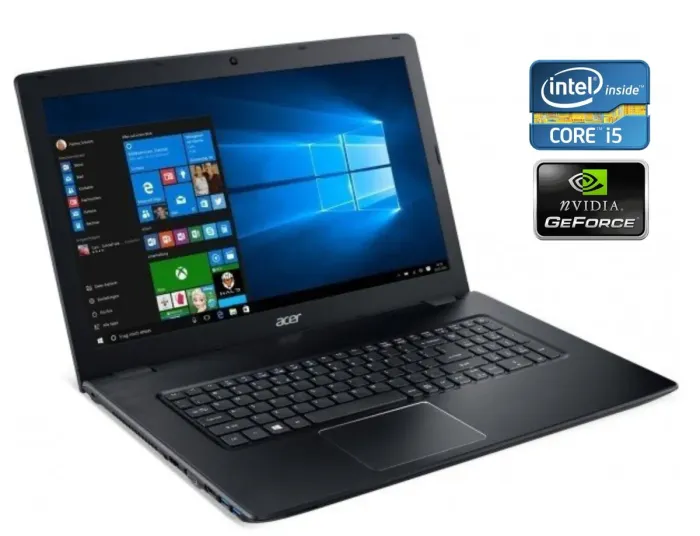 Ігровий ноутбук Acer Aspire E5-774G-52W1 / 17.3" (1920x1080) TN / Intel Core i5-7200U (2 (4) ядра по 2.5 - 3.1 GHz) / 8 GB DDR4 / 256 GB SSD / nVidia GeForce 940MX, 2 GB DDR3, 64-bit / WebCam / Win 10 Home б/в - зображення 1
