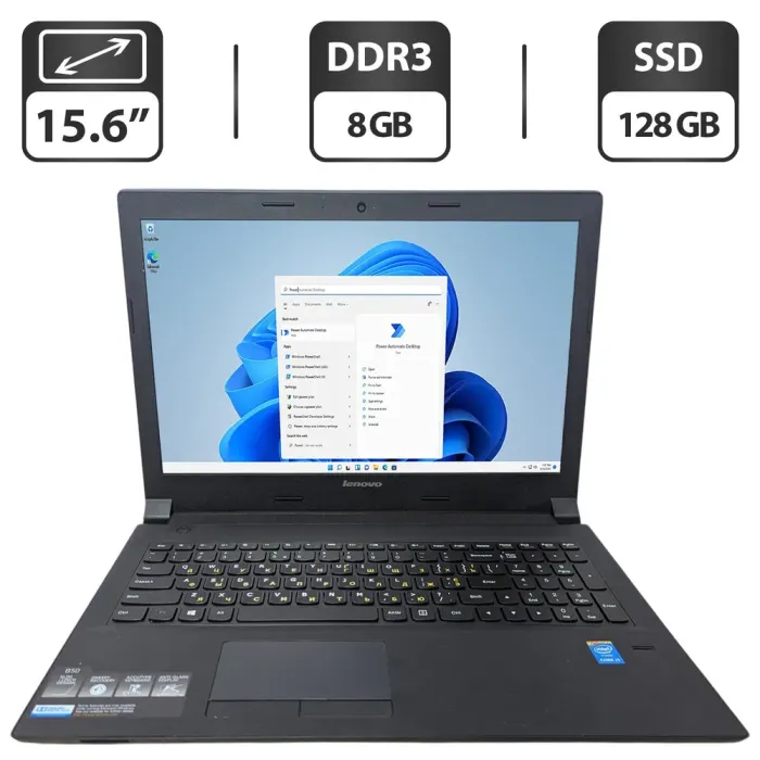 Ноутбук Б-клас Lenovo B50-80 / 15.6" (1366x768) TN / Intel Core i3-5005U (2 (4) ядра по 2.0 GHz) / 8 GB DDR3 / 128 GB SSD / Intel HD Graphics 5500 / WebCam / DVD-ROM б/в - зображення 1