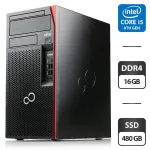Комп'ютер Fujitsu Esprimo P758 E85 Tower / Intel Core i5-8400 (6 ядер по 2.8 - 4.0 GHz) / 16 GB DDR4 / 480 GB SSD / Intel UHD Graphics 630 б/в