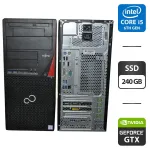 Комп'ютер Fujitsu Esprimo P756 E90 Tower / Intel Core i5-6500 (4 ядра по 3,2 - 3,6 ГГц) / 16 ГБ DDR4 / 240 ГБ SSD / nVidia GeForce GTX 745, 2 ГБ GDDR3, 128-біт / DVD-ROM / Windows 11 Pro б/в
