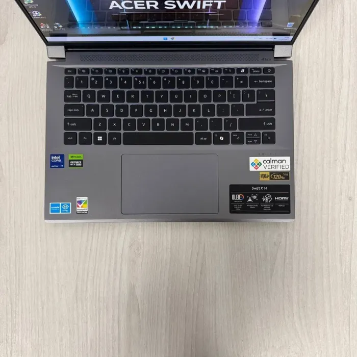 Ігровий ноутбук Б-класу Acer Swift X 14 SFX14-72G / 14.5" (2880x1800) OLED / Intel Core Ultra 7 155H (16 (22) ядер по 3,8 - 4,8 ГГц) / 16 ГБ DDR5 / 1000 ГБ SSD NVMe / nVidia GeForce RTX 4060, 8 ГБ GDDR6, 128-bit / WebCam б/в - зображення 7