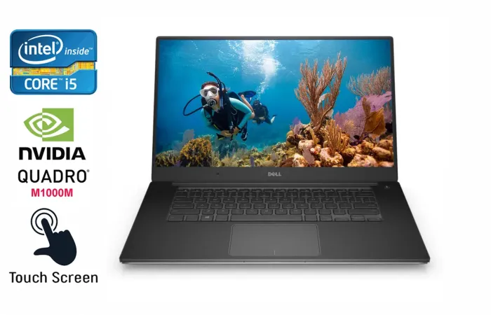 Ноутбук робоча станція Dell Precision 5510 / 15.6" (3840x2160) IPS Touch / Intel Core i7-6820HQ (4 (8) ядра по 2.7 - 3.6 GHz) / 16 GB DDR4 / 480 GB SSD / nVidia Quadro M1000M, 2 GB DDR3, 128-bit / HDMI / Windows 10 б/в - зображення 1