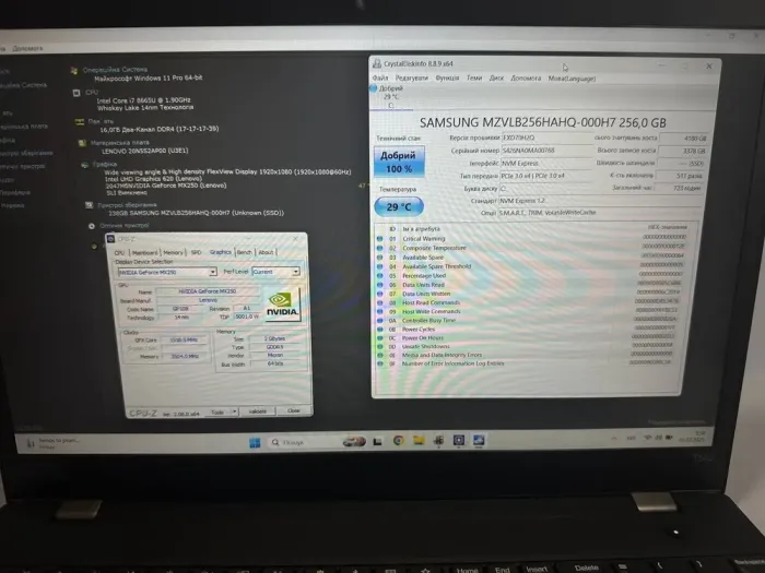 Ультрабук Lenovo ThinkPad T590 / 15.6" (1920x1080) IPS / Intel Core i7-8665U (4 (8) ядра по 1.9 - 4.8 GHz) / 16 GB DDR4 / 256 GB SSD / nVidia GeForce MX250, 2 GB GDDR5, 64-bit / WebCam / Win 11 б/в - зображення 9